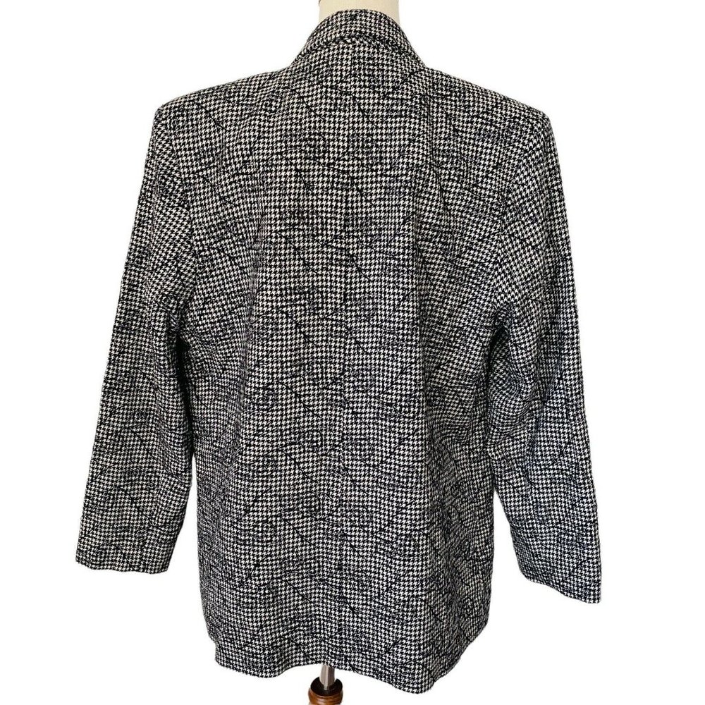 Vintage Women’s Size M/L Pure Wool Houndstooth Floral Boyfriend Blazer Jacket - Picture 3 of 12